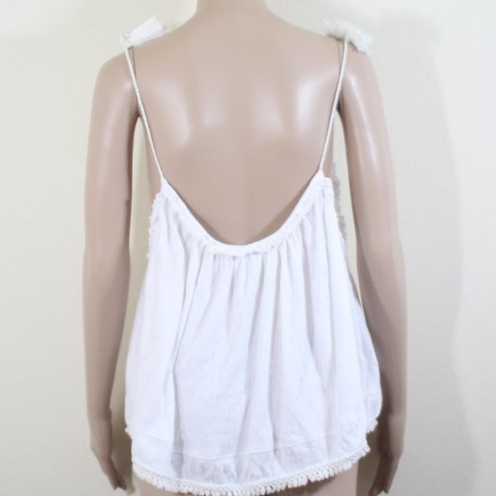 Topshop Lace Fringe Camisole Blouse White Size 12 - Picture 4 of 4